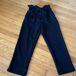 Women’s Paper Bag Waist Black Pants